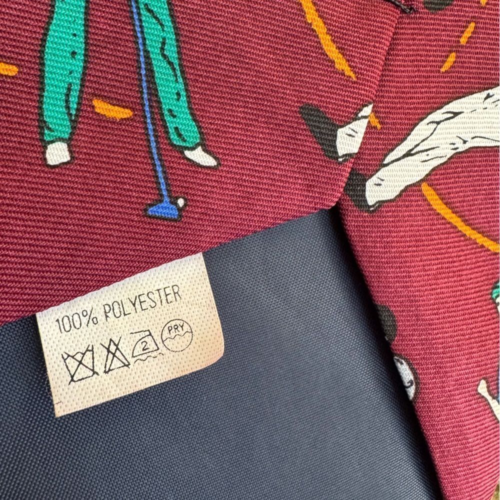Graziano Vintage Authentic Mens Golf Party Tie in Burgandy - Picture 5 of 6
